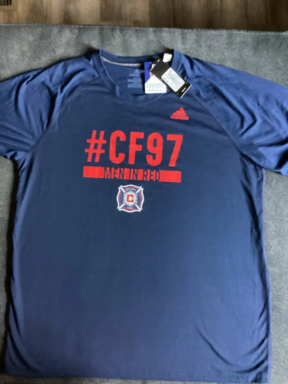 MLS Chiago Fire FC #CF97 Men in Red Soccer Adidas Ultimate Tee t-shirt Sz M-2XL